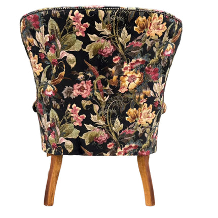 Selfridges Buttoned Wing Back Chair in Hepworth Midnight Floral - New