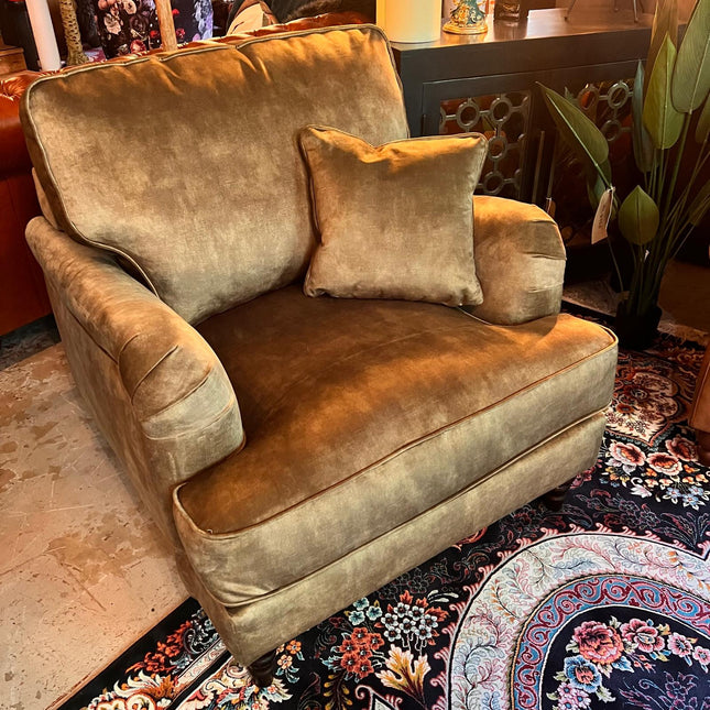 Howard Armchair in Green Olive Velvet- Ex Display