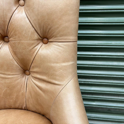 Oskar Bar Stool in Harris Tweed Grey & Tan Leather - Factory Seconds