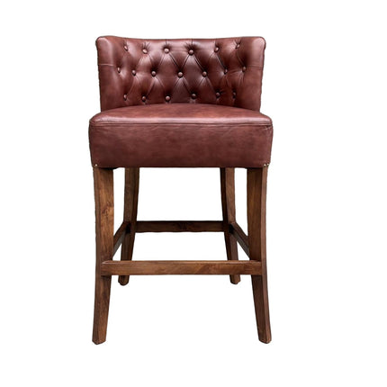 Highland Curved Chesterfield Bar Stool in Leather - New