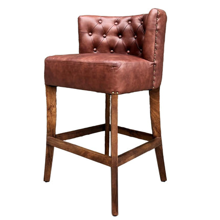 Highland Curved Chesterfield Bar Stool in Leather - New