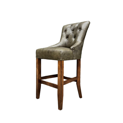 Riley Chesterfield Bar Stool in Leather - New
