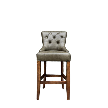 Riley Chesterfield Bar Stool in Leather - New