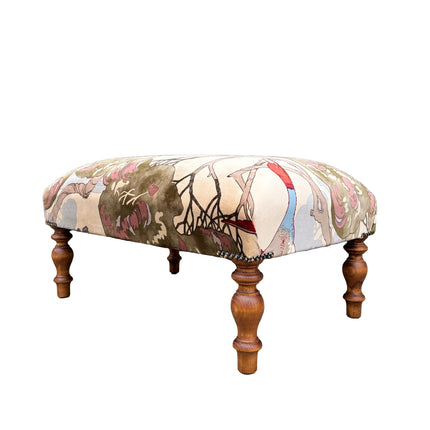 Selfridges Small Footstool in Mulberry Flying Ducks Camel - New