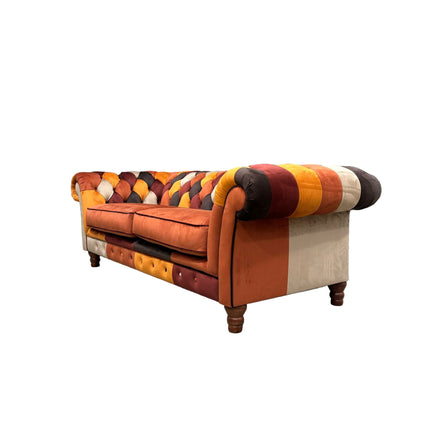 Bertie Chesterfield 3 Seater Sofa in Patchwork Velvet
