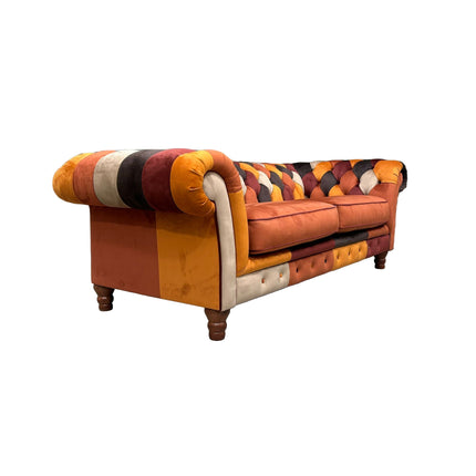 Bertie Chesterfield 3 Seater Sofa in Patchwork Velvet