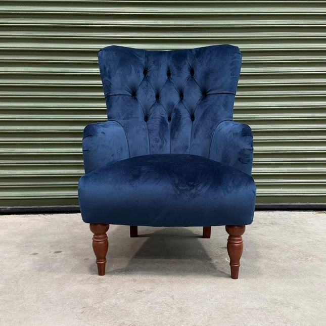 Pemberlay Chesterfield Armchair in Plush Navy - Ex Display