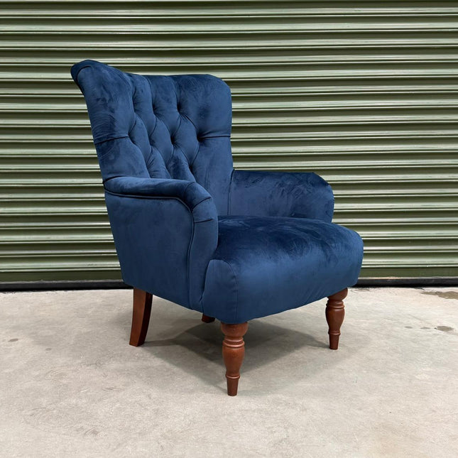 Pemberlay Chesterfield Armchair in Plush Navy - Ex Display