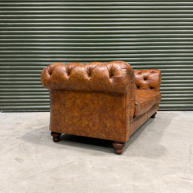 Stanley 3 Seater Sofa in Vintage Tan Leather- Ex Display