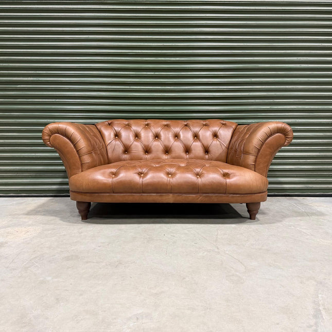 Oskar Italia 2 Seater Chesterfield Sofa in Brandy Leather- Factory Seconds
