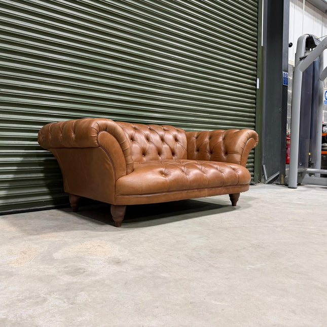Oskar Italia 2 Seater Chesterfield Sofa in Brandy Leather- Factory Seconds