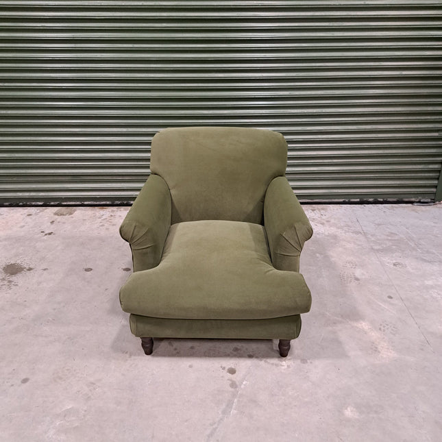 Truffle Armchair in Royal Olive Velvet- Ex Display