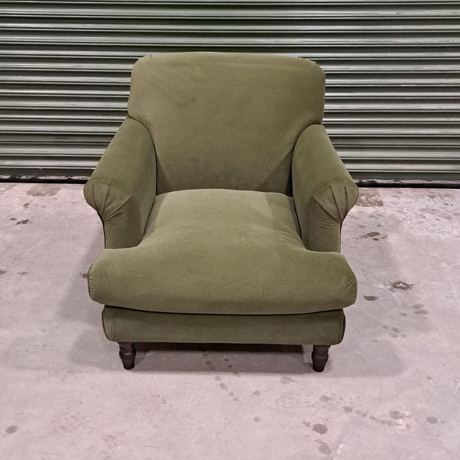 Truffle Armchair in Royal Olive Velvet- Ex Display