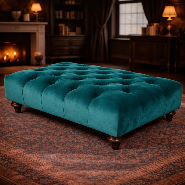 Monty Chesterfield Footstool in Opulence Velvet