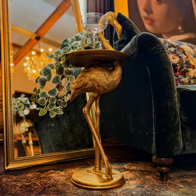 Antique Gold Flamingo Side Table