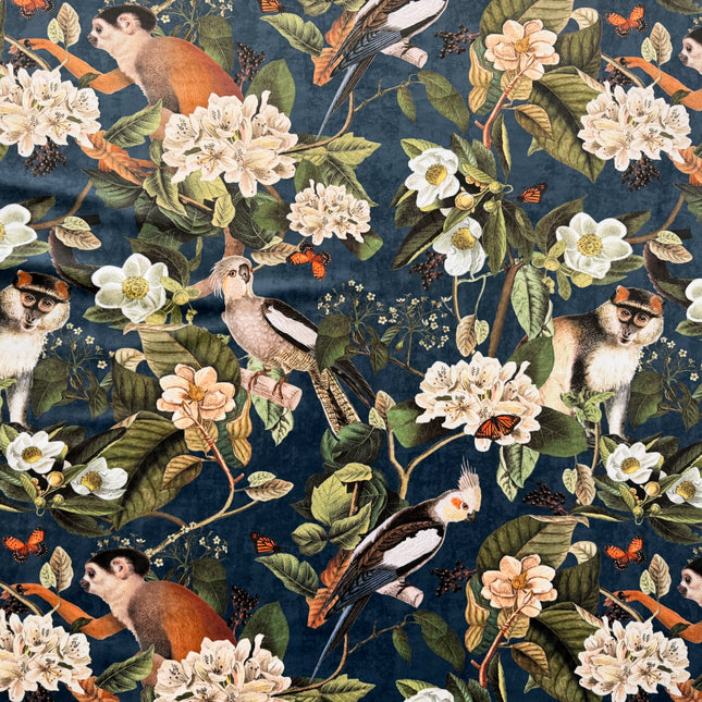 Navy Monkey Fabric - Clearance