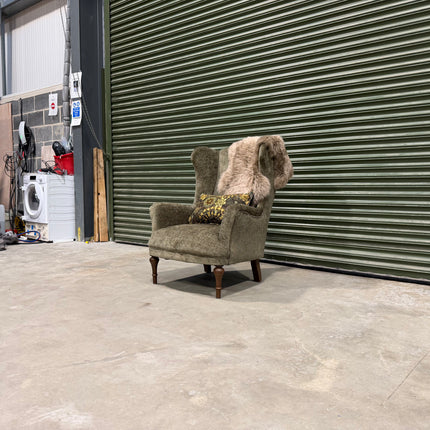 Winston Wingback Accent Chair in Eddy Khaki Velvet