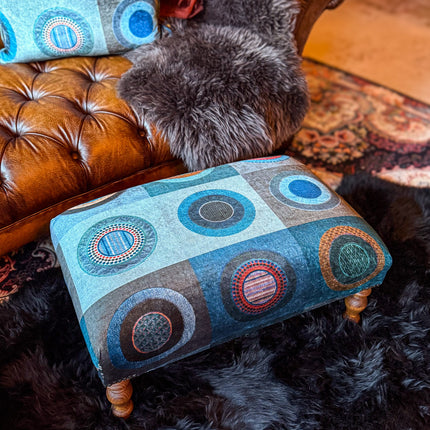 Selfridges Small Footstool in Mulberry Dress Circle Teal - New