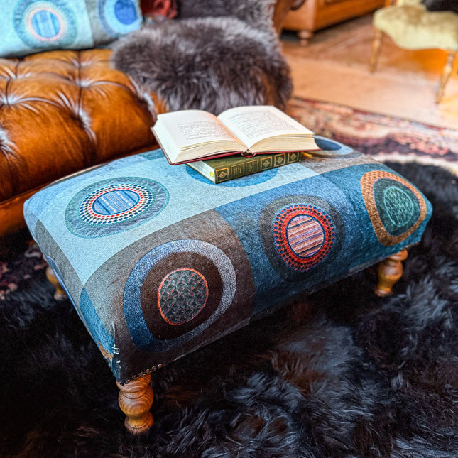 Selfridges Small Footstool in Mulberry Dress Circle Teal - New