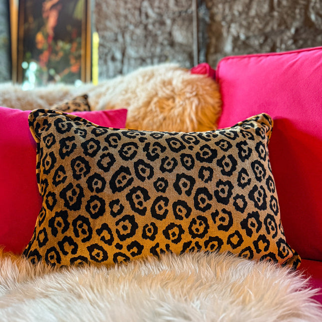 Cushion in Cheetah Cream Feather Filled (Various Sizes) - Factory Seconds