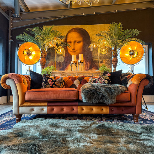 Bertie Chesterfield 3 Seater Sofa in Patchwork Velvet