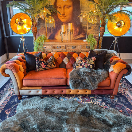 Bertie Chesterfield 3 Seater Sofa in Patchwork Velvet