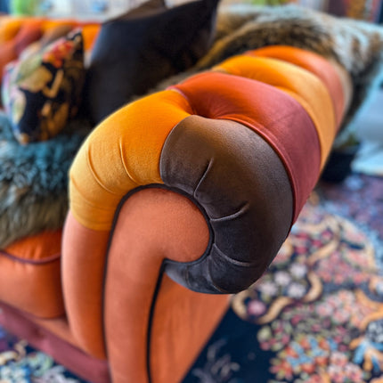 Bertie Chesterfield 3 Seater Sofa in Patchwork Velvet