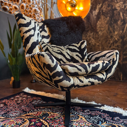 Austin Egg Chair in Zebra Cream Velvet - New