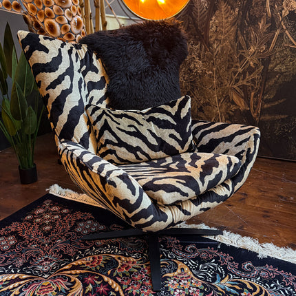 Austin Egg Chair in Zebra Cream Velvet - New