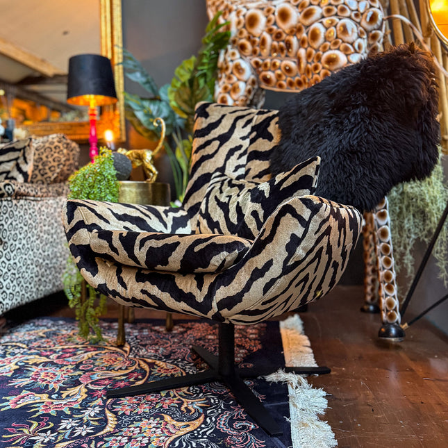 Austin Egg Chair in Zebra Cream Velvet - New