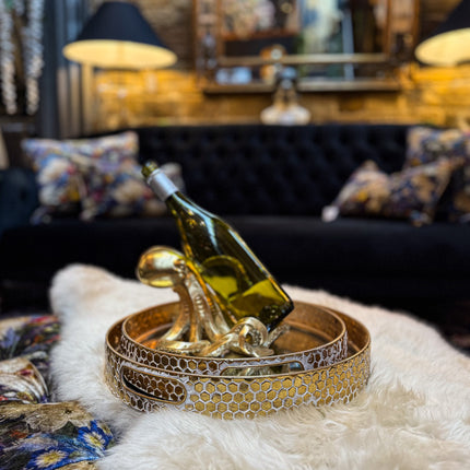 Set of 2 Mirrored Trays with Handles