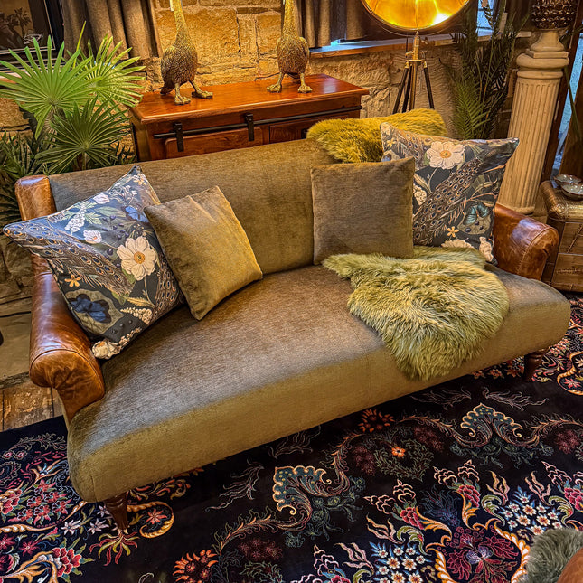 Armitage 2 Seater Sofa in  Saddle Leather and Derwent Olive - Clearance