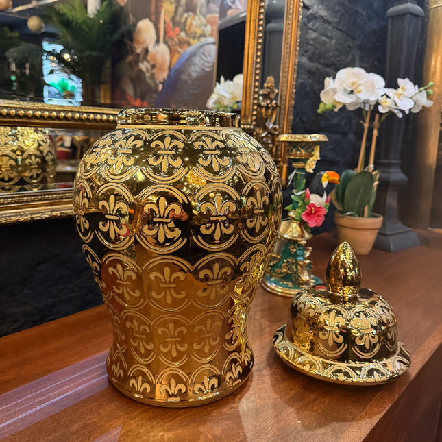 Gold Ceramic Ginger Jar