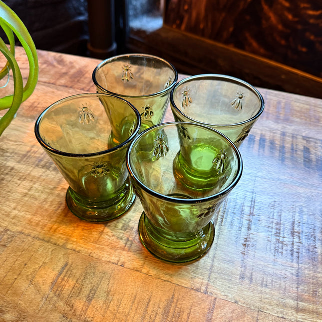 Set of 4 Bee Tumblers in Olive