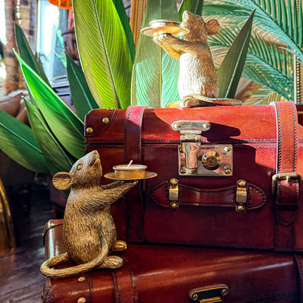 Pair of Gold Mouse Candle Holders