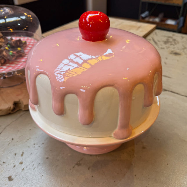 Pink & White Ceramic Iced Cake Stand