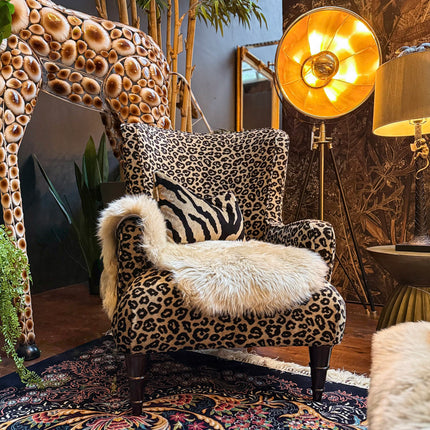 Empire Armchair in Leopard Cream Velvet