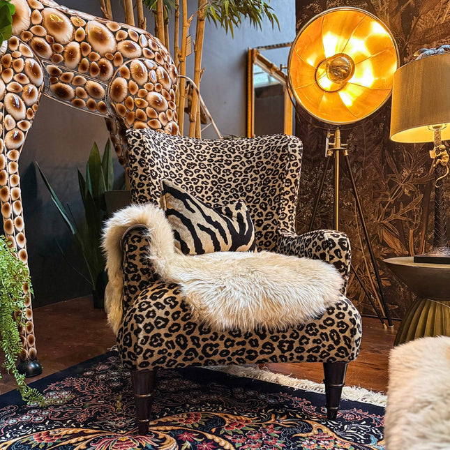 Empire Armchair in Leopard Cream Velvet