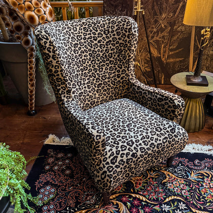Empire Armchair in Leopard Cream Velvet