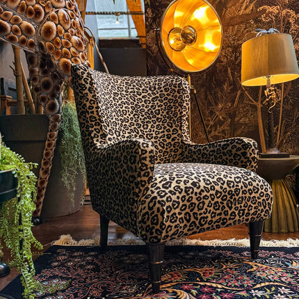 Empire Armchair in Leopard Cream Velvet