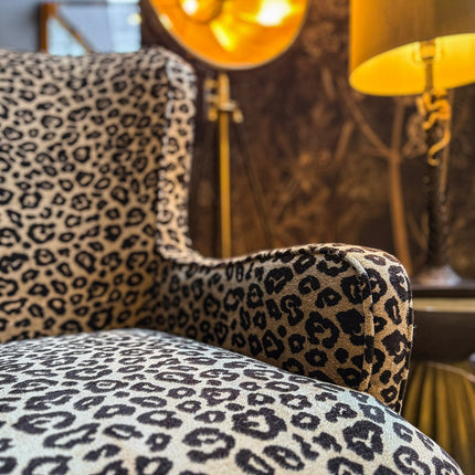 Empire Armchair in Leopard Cream Velvet