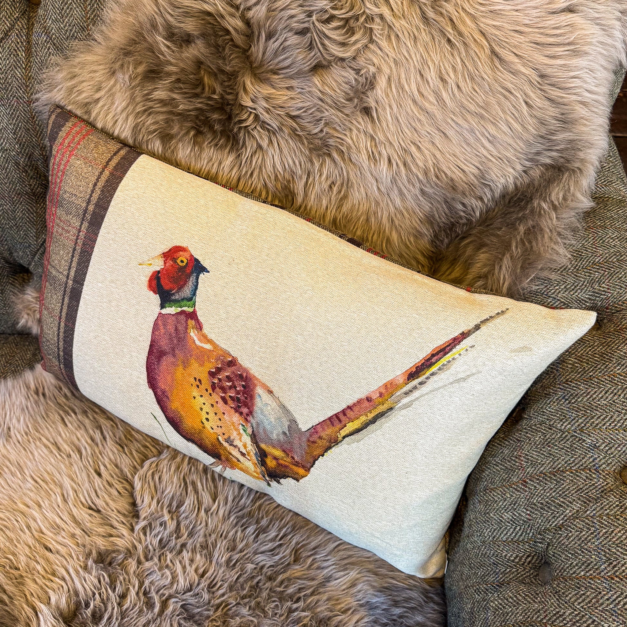 Cushion Pheasant in Sand Bolster – Vintage Sofa
