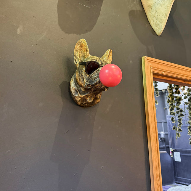 Gold Cool Pug Dog Wall Head Decoration