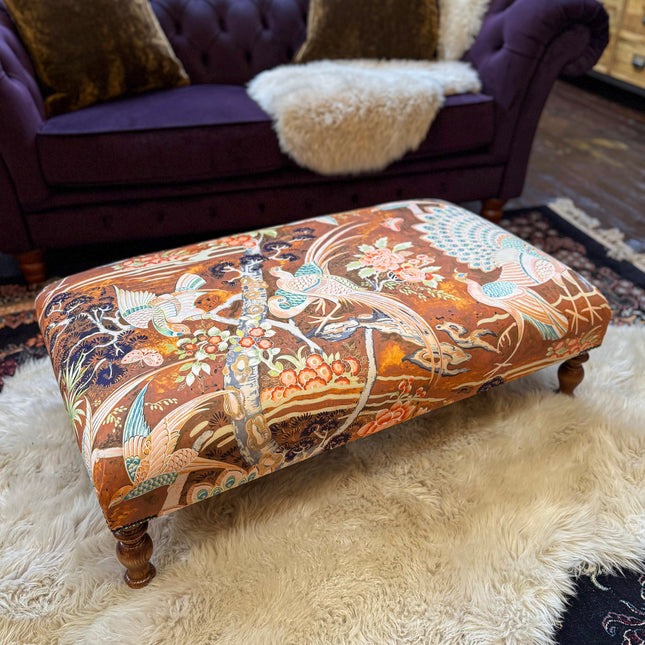 Selfridges Deluxe Footstool in Orange Safari Peacock