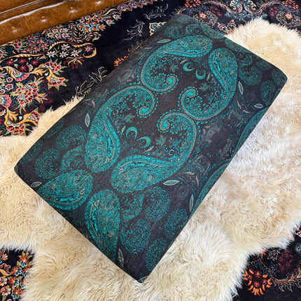 New - Selfridges Deluxe Footstool in Bohemian Teal Paisley Velvet