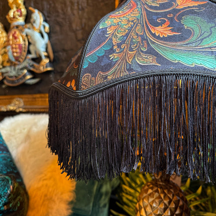 Fringed Lampshade in Bohemian Amber Botancial (Various Sizes)