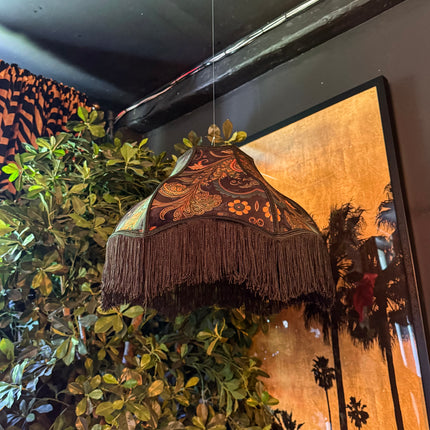 Fringed Lampshade in Bohemian Amber Botanical (Various Sizes)