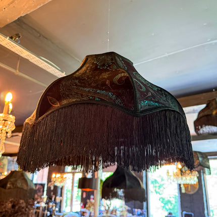 Fringed Lampshade in Bohemian Teal Paisley (Various Sizes)