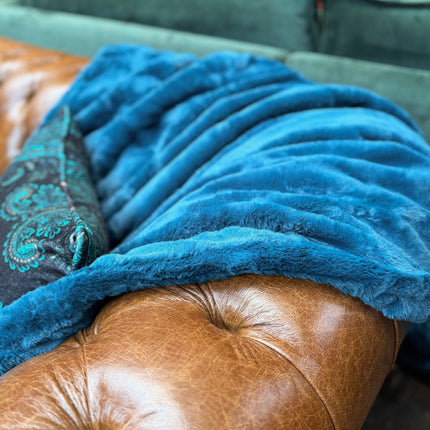 Double-Face Faux Fur Throw in Teal