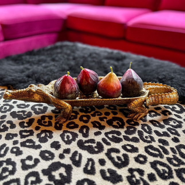Medium Gold Crocodile Tray Decoration